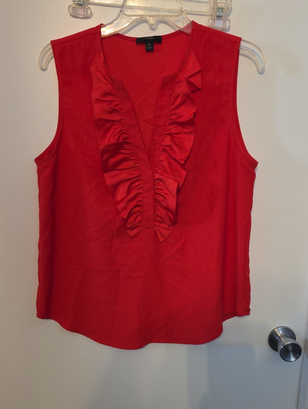 J. Crew Red Ruffle V-Neck Sleeveless Cami